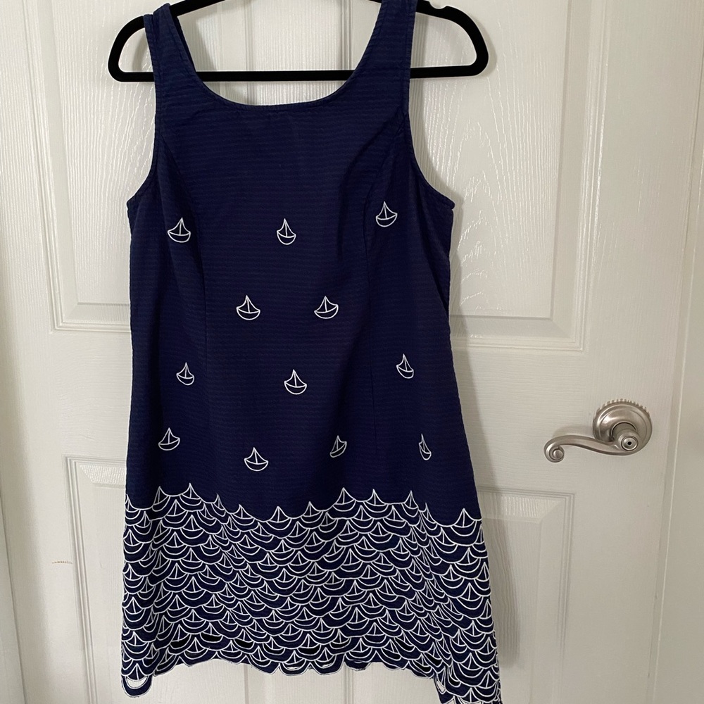 Lilly Pulitzer Clarita Sailboat Dress Navy Sz 12
